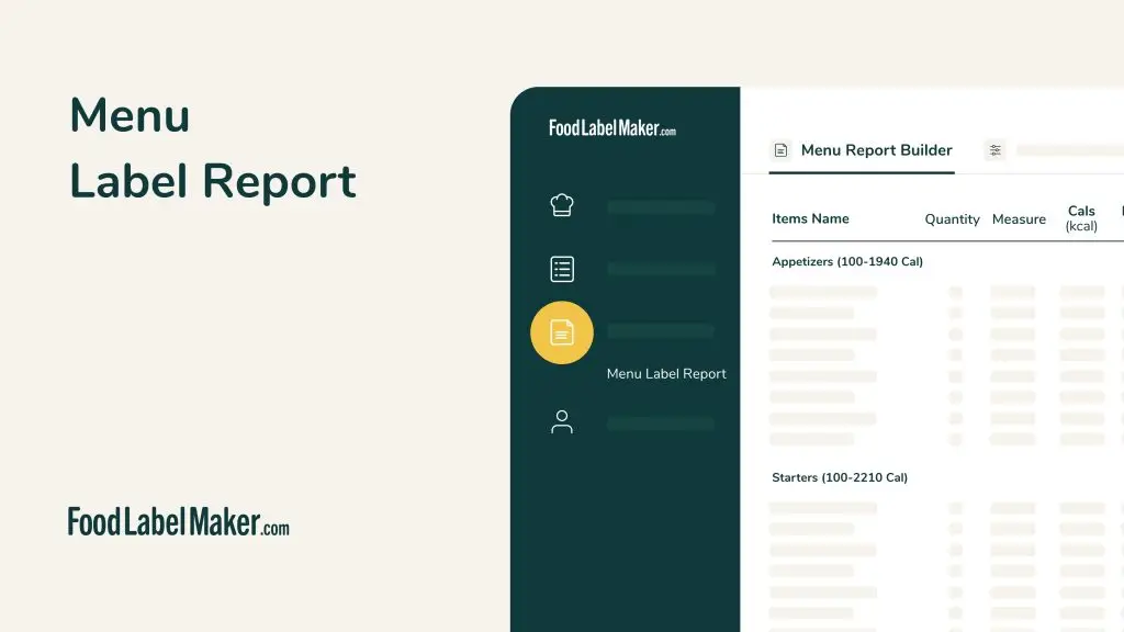 Menu Label Report