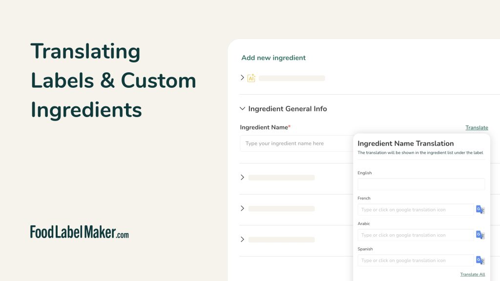 Translating Labels & Custom Ingredients