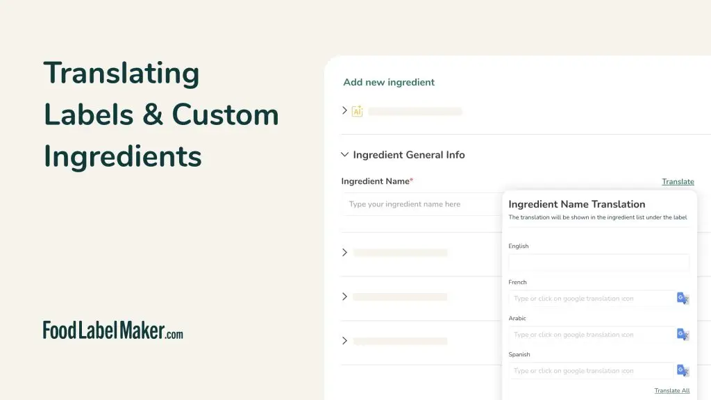 Translating Labels & Custom Ingredients