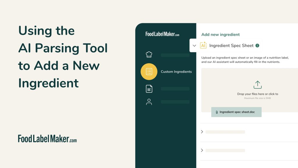 Using the AI Parsing Tool to Add a New Ingredient