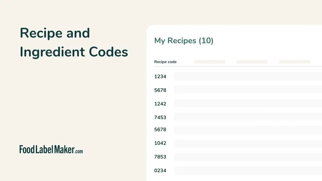 Recipe and Ingredient Codes