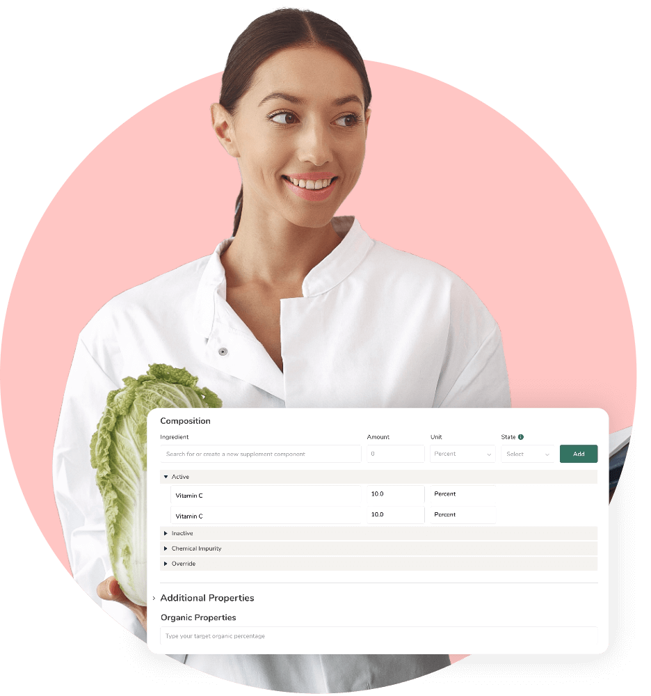 Nutritionist analyzing dietary ingredients and nutrition profile to ensure the formula meets specific diverse dietary needs.